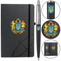 Ручка Паркер Jotter Originals Ukraine Black кул. Великий Герб України + блокнот Parker + подар.упак.