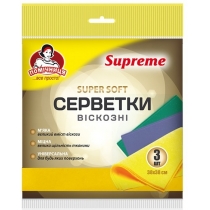 Серветки віскозні ТМ "Помічниця" Supreme 38х38см,  3шт