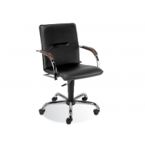 Крісло SAMBA GTP V-14 1.031, позов. шкіра, чорний, метал. хром. база, дерев. підлокітн.