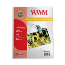 Фотопапір WWM A3, глянцевий, 200 г/м2, 20 арк.
