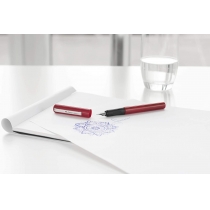 Ручка перова шкільна Faber-Castell School +, червоний корпус + 6 синіх картриджів
