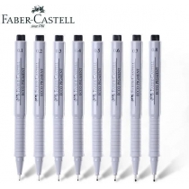 Набір  ручок капілярних для графічних робіт Faber-Castell Ecco Pigment, 8 шт.- чорні, 0,05 - 0,7 мм