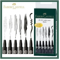 Набір ручок капілярних Faber-Castell PITT ARTIST PENS Black, (XS, S, F, M, B, C) колір чорний 6 шт