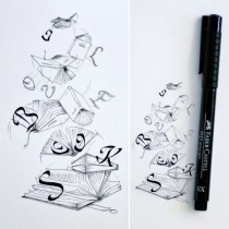 Набір ручок капілярних Faber-Castell PITT ARTIST PENS Black, (XS, S, F, M, B, C) колір чорний 6 шт