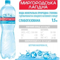 Вода мінеральна Миргородська Лагідна, сл/газ, 1,5л.