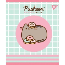 Зошит 12 аркушів, клітинка, УФ-виб.+глітер+софт-тач  "Pusheen. Sweet cat"