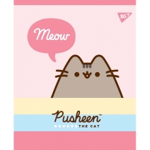 Зошит 12 аркушів, клітинка, УФ-виб.+глітер+софт-тач  "Pusheen. Sweet cat"