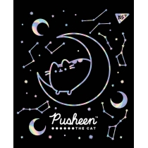 Зошит 18 аркушів, лінія, софт-тач+фольга срібло голограф. "Pusheen fabulous"