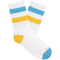 Шкарпетки жіночі демісезонні бавовняні,з жовтою та блакитною полосами DUNA 3342; 21-23; білий