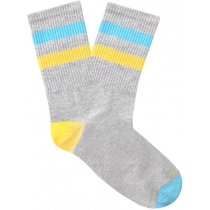 Шкарпетки чоловічі демісезонні бавовняні,з жовтою та блакитною полосами DUNA 2241; 27-29; світло-сір