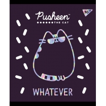 Зошит 18 аркушів, клітинка, софт-тач+фольга срібло голограф., "Pusheen fabulous"