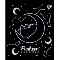 Зошит 18 аркушів, клітинка, софт-тач+фольга срібло голограф., "Pusheen fabulous"