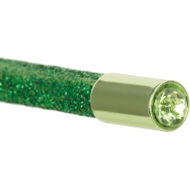 Олівець чорнографітний HB зелений з металевим топом та кристалом, покриття з блискіток