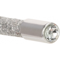 Олівець чорнографітний HB сріблястий з металевим топом та кристалом, покриття з блискіток.