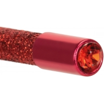 Олівець чорнографітний HB червоний з металевим топом та кристалом, покриття з блискіток.