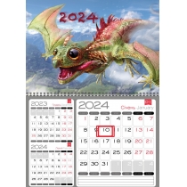 Календар квартальний настінний "3 в 1" на 1 пружину 2024 (Рік Дракона асорті)