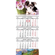 Календар квартальний настінний на 3 пружини 2024 (Тварини асорті)