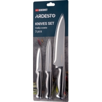 Набір ножів Ardesto Gemini Gourmet, 3 предмети, нержавіюча сталь, пластик, чорний