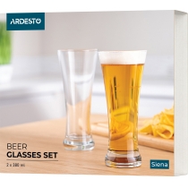 Набір келихів для пива Ardesto Siena, 380мл, 2шт, скло, прозорий