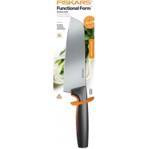 Кухонний ніж поварський Santoku Fiskars Functional Form, 16см, нержавіюча сталь, пластик, чорний