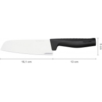 Кухонний ніж поварський Santoku Fiskars Hard Edge, 16.1см, нержавіюча сталь, пластик, чорний
