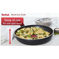 Сковорода ВОК Tefal Generous Cook, 28см, алюміній, бакеліт, чорний