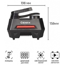 Автокомпресор GEMIX Model M black/red поршневий, цифровий манометр, функція AUTOSTOP, ліхтарик, 35 л