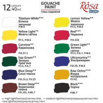 Набір гуашевих фарб CLASSIC, 12*40мл, special box, ROSA Studio