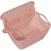 Корзина для зберігання пластикова з кришкою ТМ KORNEL 37*26*18см рожева