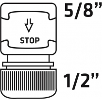 Конектор для шланга Verto, 1/2"-5/8", з аквастопом, двокомпонентний, прогумований, антиковзкий