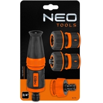 Набір для поливу Neo Tools 3/4", зрошувач ручний прямий, 2 конектори для шланга, конектор для крана