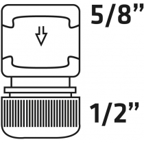Конектор для шланга Verto, 1/2"-5/8", двокомпонентний, прогумований, антиковзкий
