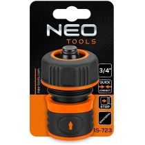 Конектор для шланга Neo Tools 3/4", з аквастопом, двокомпонентний